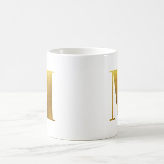 Gold Imitate Foil Monogram m Kaffeetasse (Mittel)