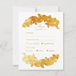 Gold Imitate Foil Rokoko Meal Choice RSVP Card Karte
