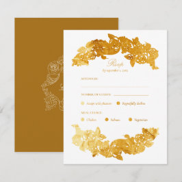 Gold Imitate Foil Rokoko Meal Choice RSVP Card Karte