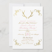 Gold Imitate Foil Rustic Deer Antlers Sweet 16 Par Einladung (Vorderseite)