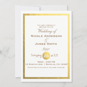 Gold Imitate Foil White Einladung