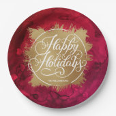 Gold Imitate Foliday Weihnachten Pappteller (Vorderseite)