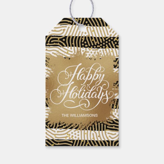 Gold Imitate Fossilien Schwarz-weiße Streifen Geschenkanhänger (Vorderseite)