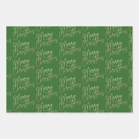 Gold Imitate Frohe Weihnachten Geschenkpapier Set (Vorderseite 3)