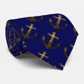 Gold Imitate funkeln Anchor Marine blau (2 Seiten) Krawatte (Gerollt)