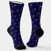 Gold Imitate funkeln Anchor Muster navyblue Monogr Socken (Gewinkelt)