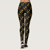 Gold Imitate funkeln Anchor Sommermuster schwarz Leggings (Rückseite)
