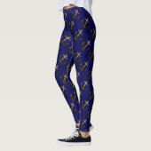 Gold Imitate funkeln Glitzer Anchor Muster blau Leggings (Links)