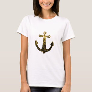 Gold-Imitate funkeln Glitzer Anker T-Shirt
