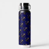 Gold-Imitate funkeln Glitzer Ankermuster Monogramm Trinkflasche (Rückseite)