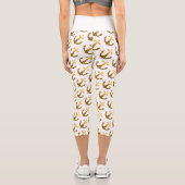 Gold Imitate funkeln Glitzer Ankermuster weiß Capri Leggings (Rückseite)