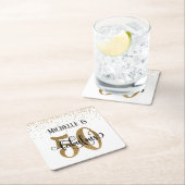 Gold Imitate Glitzer 50 & fabelhafte Weißer Geburt Rechteckiger Pappuntersetzer (Vor Ort)