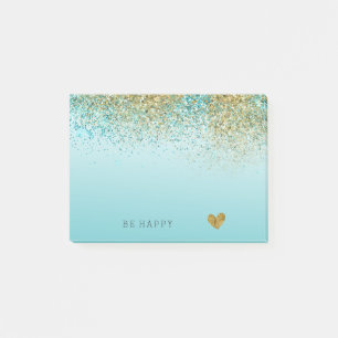Gold Imitate Glitzer Aqua Ombre Personalisiert Post-it Klebezettel