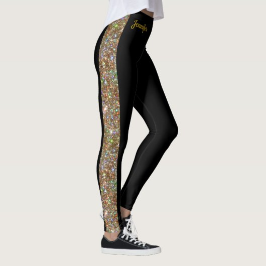 Gold Imitate Glitzer auf Black Leggings Tance Pant (Rechts)