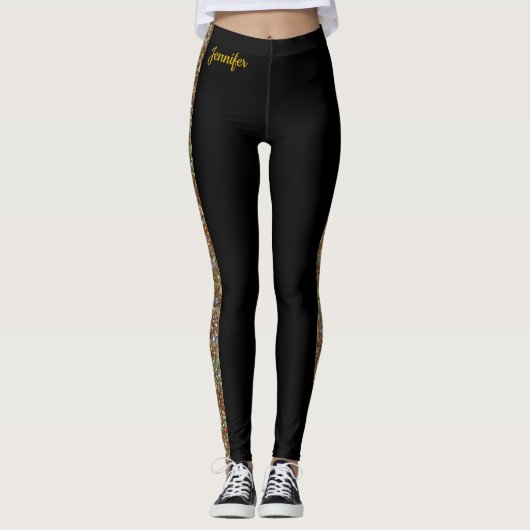 Gold Imitate Glitzer auf Black Leggings Tance Pant (Vorderseite)