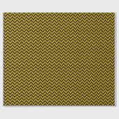 Gold Imitate Glitzer & Black Ikat Zickzack Geschenkpapier (Flach)