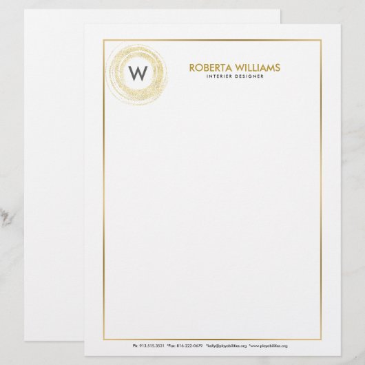 Gold Imitate Glitzer Circle Logo Briefbogen (Vorne/Hinten)