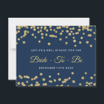 Gold Imitate Glitzer Confetti Navy Bridal Beratung Hinweiskarte<br><div class="desc">Gold Imitate Glitzer Confetti Navy Brautparty Advice Cards / Wünsche für die Braut / Neu Verheiratete Advice Cards / Brautparty Game Cards / Wedding Advice Cards / Wedding Wishards - perfekt für Brautpartys und Hochzeiten.</div>