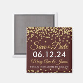 Gold Imitate Glitzer Confetti Save the Date Marsal Magnet (Vorderseite/Rückseite)