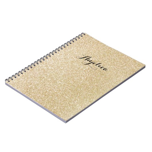 Gold Imitate Glitzer Custom Script Name Notebook Notizblock (Linke Seite)