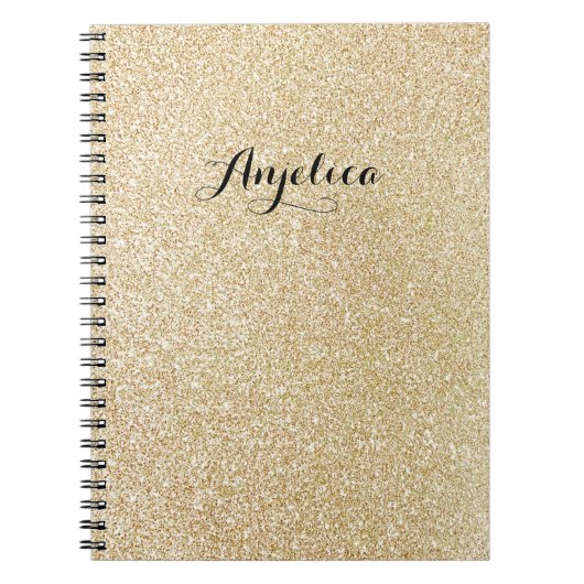 Gold Imitate Glitzer Custom Script Name Notebook Notizblock (Vorderseite)