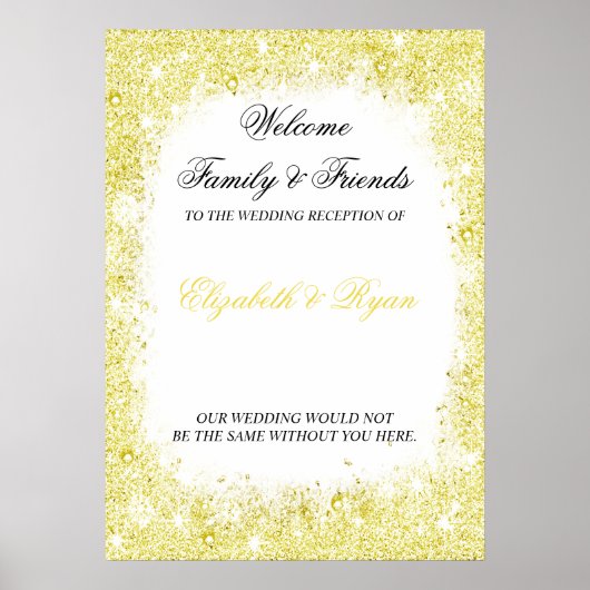 Gold, Imitate Glitzer, Custom, Wedding Welcome Poster (Vorne)