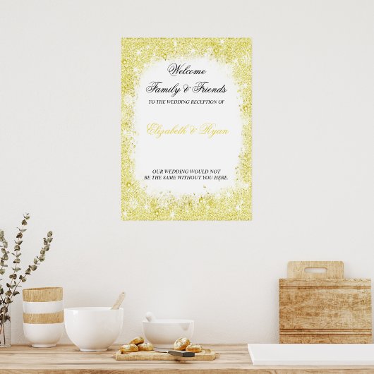 Gold, Imitate Glitzer, Custom, Wedding Welcome Poster (Küche)