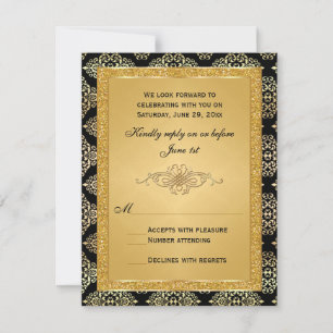Gold-IMITATE-Glitzer, Damascroll-RSVP-Karte Einladung
