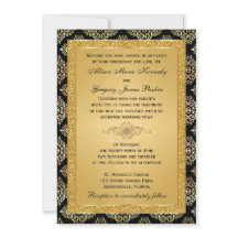 Gold IMITATE Glitzer, Damask Hochzeitseinladung