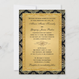 Gold IMITATE Glitzer, Damask Hochzeitseinladung Einladung