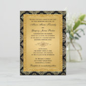 Gold IMITATE Glitzer, Damask Hochzeitseinladung Einladung (Stehend Vorderseite)