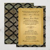 Gold IMITATE Glitzer, Damask Hochzeitseinladung Einladung (Vorne/Hinten)
