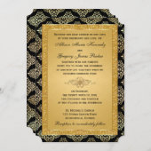 Gold IMITATE Glitzer, Damask Hochzeitseinladung Einladung (Vorne/Hinten)