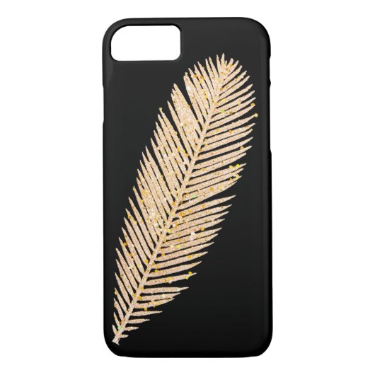 Gold Imitate Glitzer Feather Case-Mate iPhone Hülle (Rückseite)