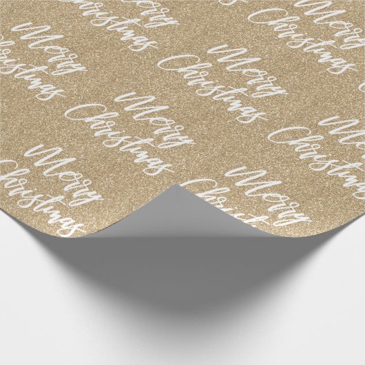 Gold Imitate Glitzer Frohe Weihnachtskalligraphie Geschenkpapier (Ecke)