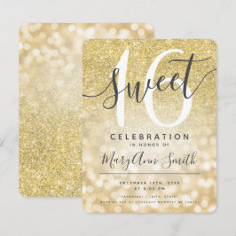 Gold Imitate Glitzer Glam Lights Sweet 16. Einladung