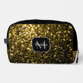 Gold Imitate Glitzer Glitzern Schwarz Monogram Waschbeutel (Vorderseite)
