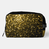 Gold Imitate Glitzer Glitzern Schwarz Monogram Waschbeutel (Rückseite)