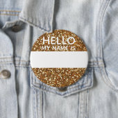 Gold Imitate Glitzer Hallo Mein Name ist Identity  Button (Beispiel)