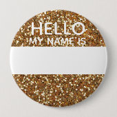 Gold Imitate Glitzer Hallo Mein Name ist Identity Button (Vorderseite)