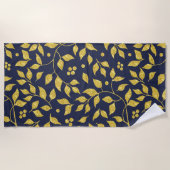 Gold Imitate Glitzer Leafs Muster Strandtuch (Vorderseite)