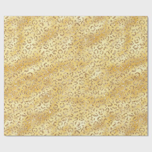 Gold Imitate Glitzer Leopard Print Geschenkpapier (Flach)