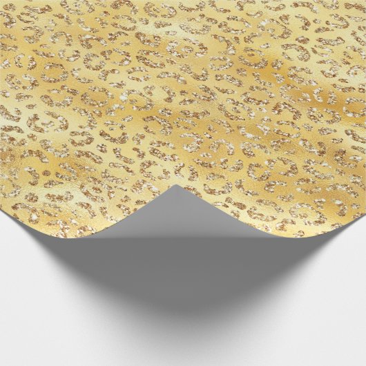 Gold Imitate Glitzer Leopard Print Geschenkpapier (Ecke)