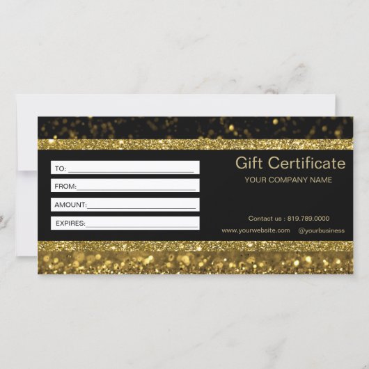 Gold Imitate Glitzer Lights Geschenkgutschein (Rückseite)