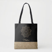 Gold Imitate Glitzer Mandala auf bearbeitbarem Bla Tasche (Vorderseite)