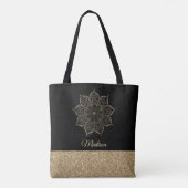Gold Imitate Glitzer Mandala auf bearbeitbarem Bla Tasche (Rückseite)