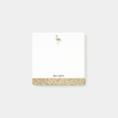 Gold Imitate Glitzer mit Weiß, Flamingo und Border Post-it Klebezettel (Vorderseite)