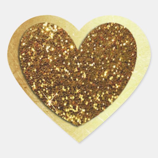 Gold Imitate Glitzer Moderner Heart Sticker (Vorderseite)