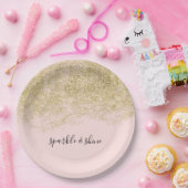 Gold Imitate Glitzer Rosa Sparkone Pappteller (Party)