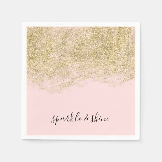 Gold Imitate Glitzer Rosa Sparkone Serviette (Vorderseite)